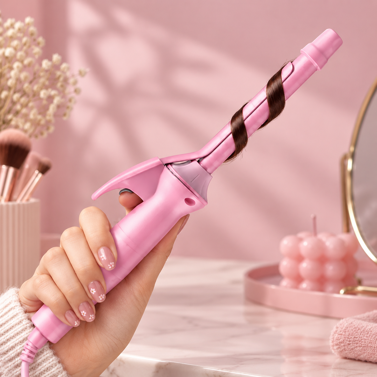 Mini 9mm Ceramic Hair Curling Iron for Tight Curls and Travel Styling