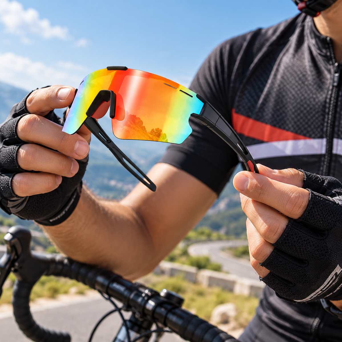 Cycling Sunglasses with Mirrored Lens – Lightweight Sports Eyewear