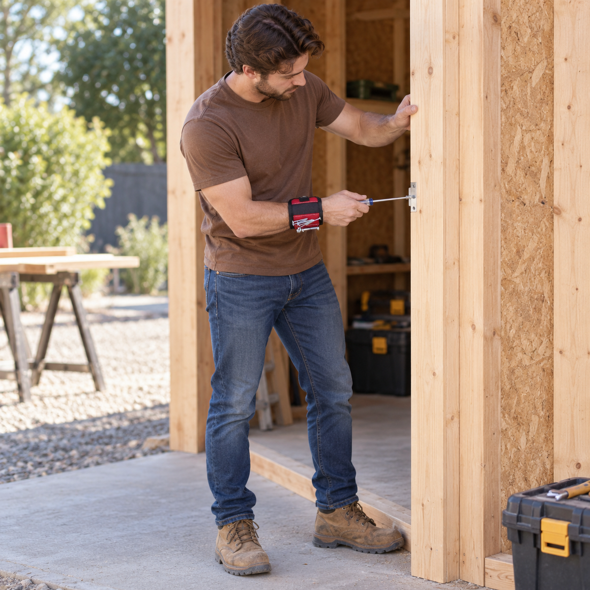 Handyman Magnetic Wristband with Pocket for Holding Screws