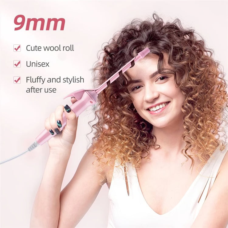 Mini 9mm Ceramic Hair Curling Iron for Tight Curls and Travel Styling