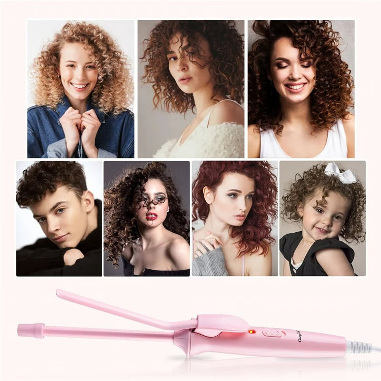 Mini 9mm Ceramic Hair Curling Iron for Tight Curls and Travel Styling