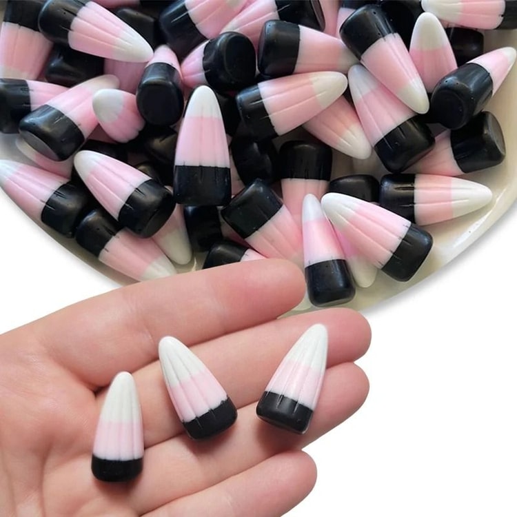 Mini Pink Resin Candy Corn Decorations for Halloween Crafts and Home Decor