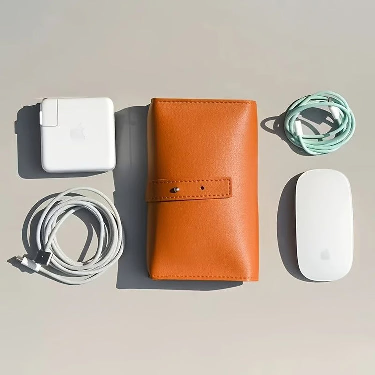 PU Leather Multi-Compartment Organizer – Portable Tech and School Accessories Case for Cables, Chargers, and Pens