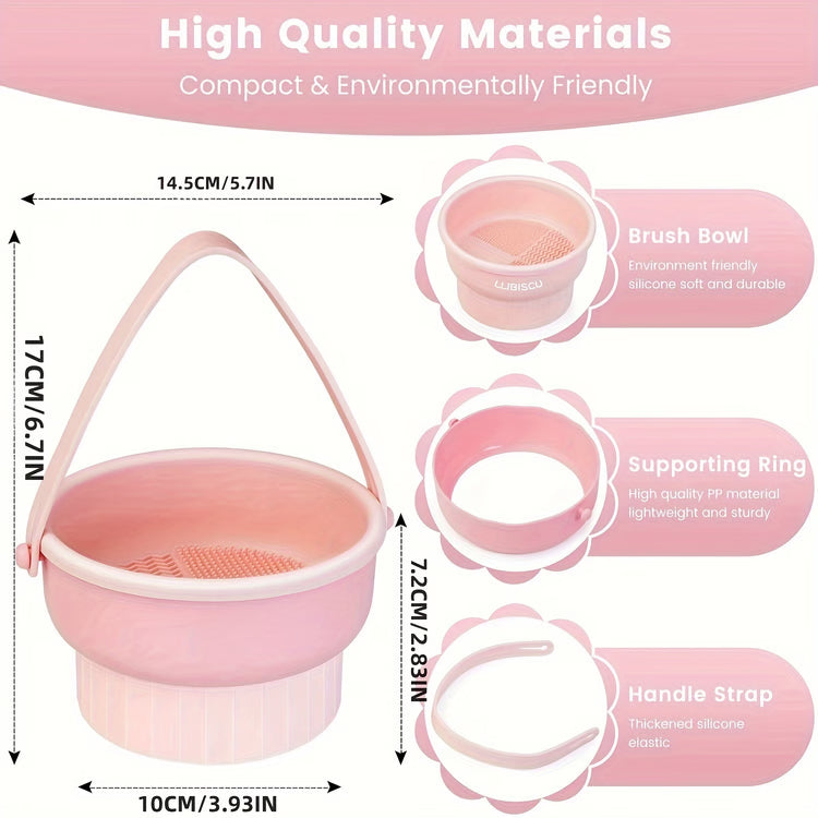 3-in-1 Silicone Makeup Brush Cleaner Mat & Drying Rack