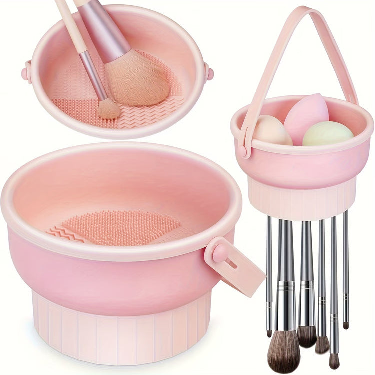 3-in-1 Silicone Makeup Brush Cleaner Mat & Drying Rack