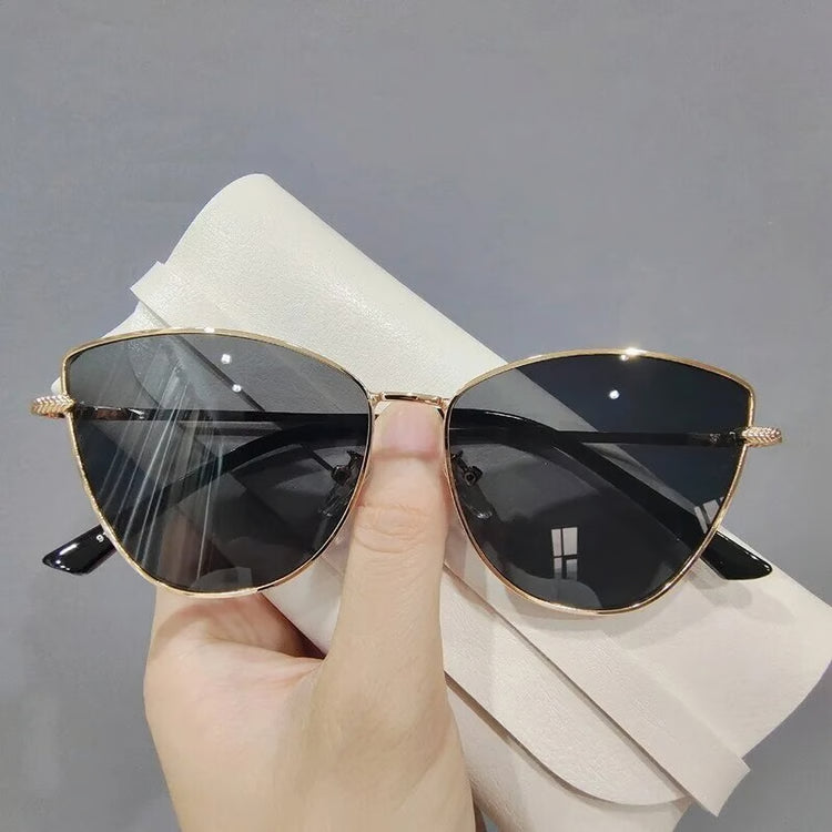 Retro Cat-Eye Sunglasses for Women – Small Metal Frame