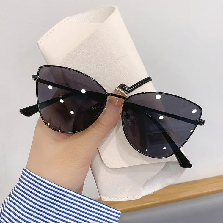 Retro Cat-Eye Sunglasses for Women – Small Metal Frame