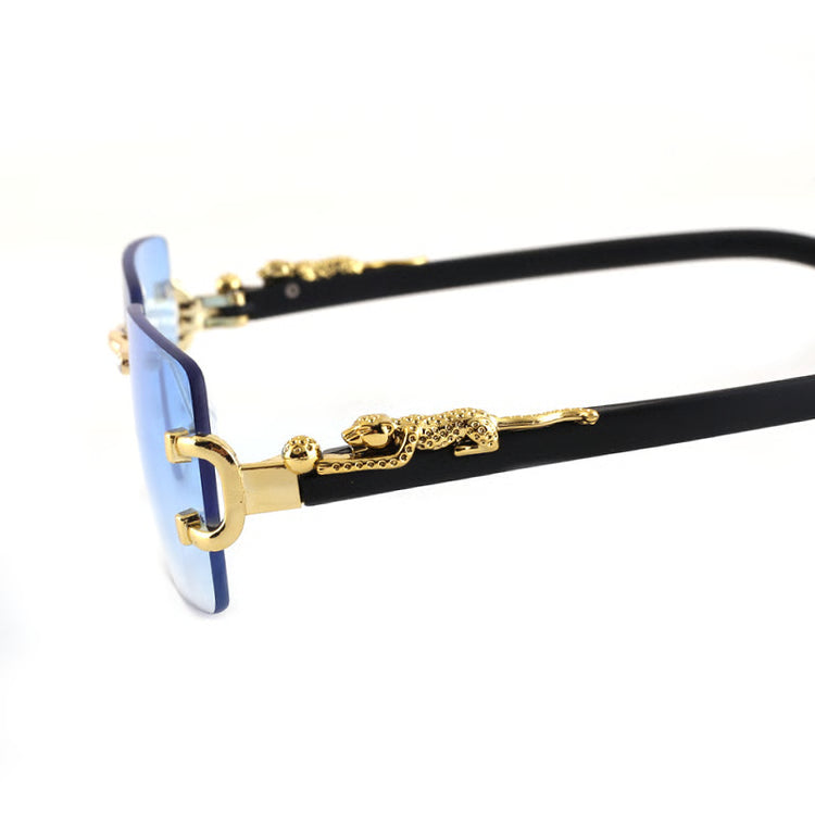 Rimless Geometric Leopard Sunglasses with Gradient Lenses