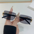 Rimless Geometric Leopard Sunglasses with Gradient Lenses