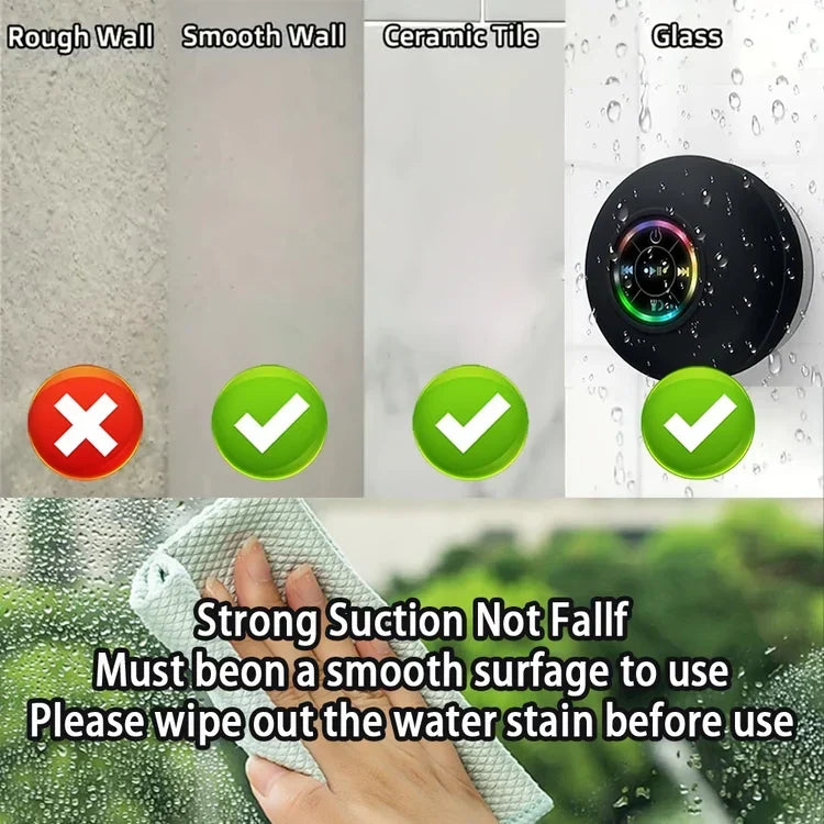 Portable Bluetooth Speaker with IPX4 Water Resistance & Suction Cup