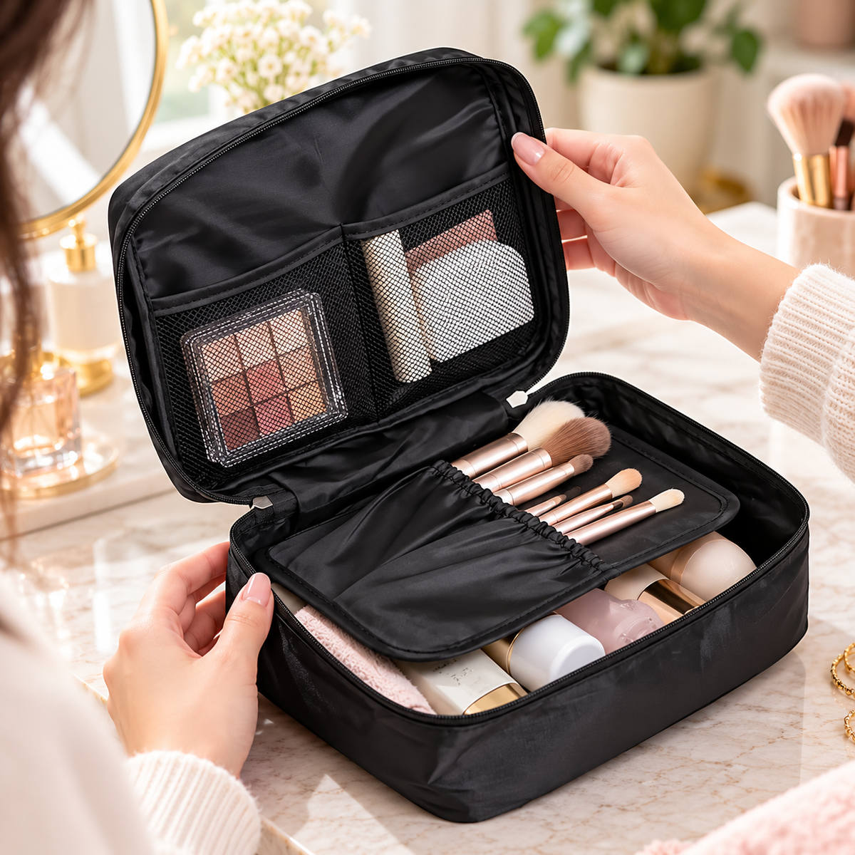 Large Capacity Travel Toiletry Bag & Makeup Organizer Pouch